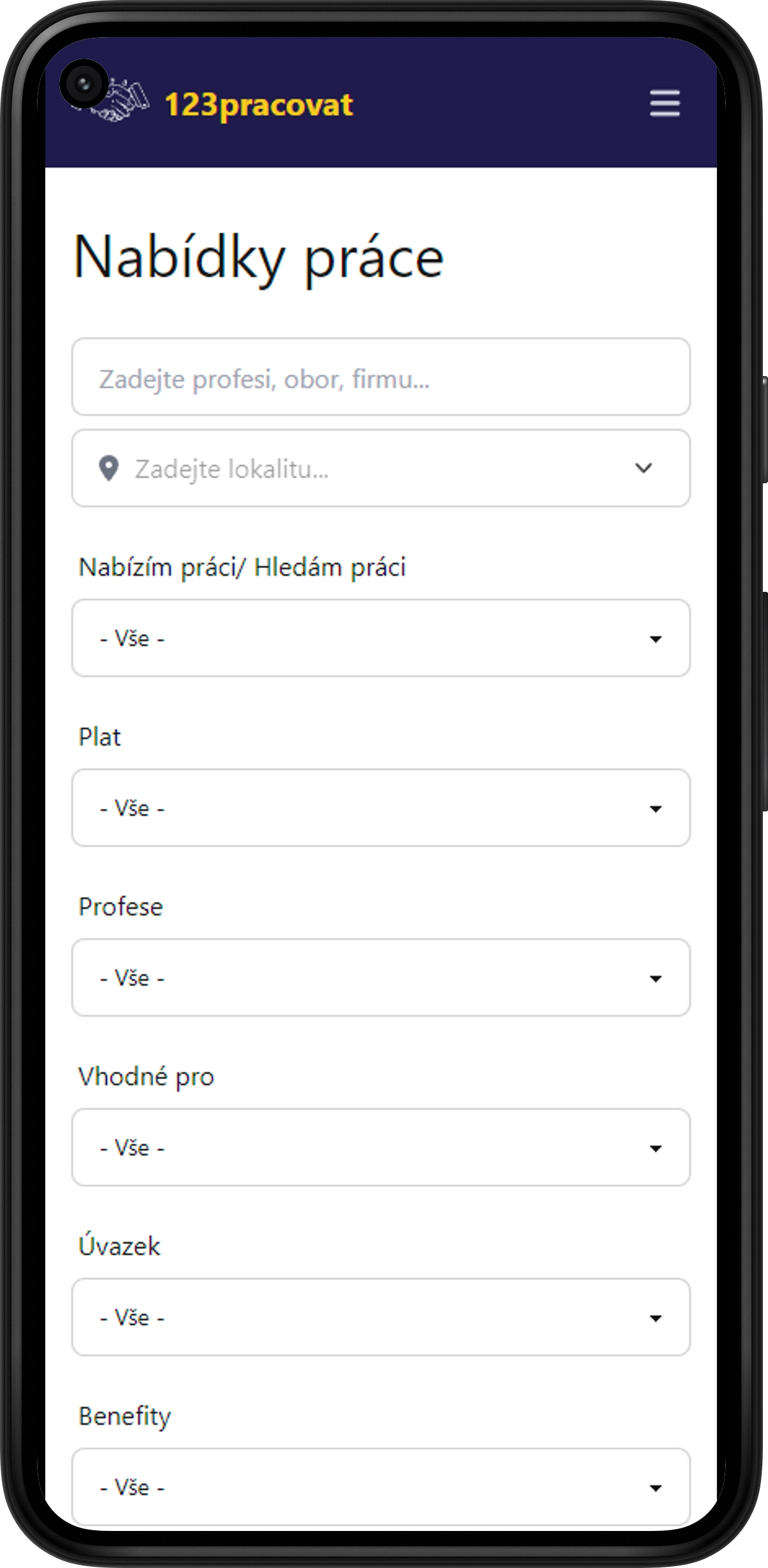 123pracovat.cz - mobilní verze