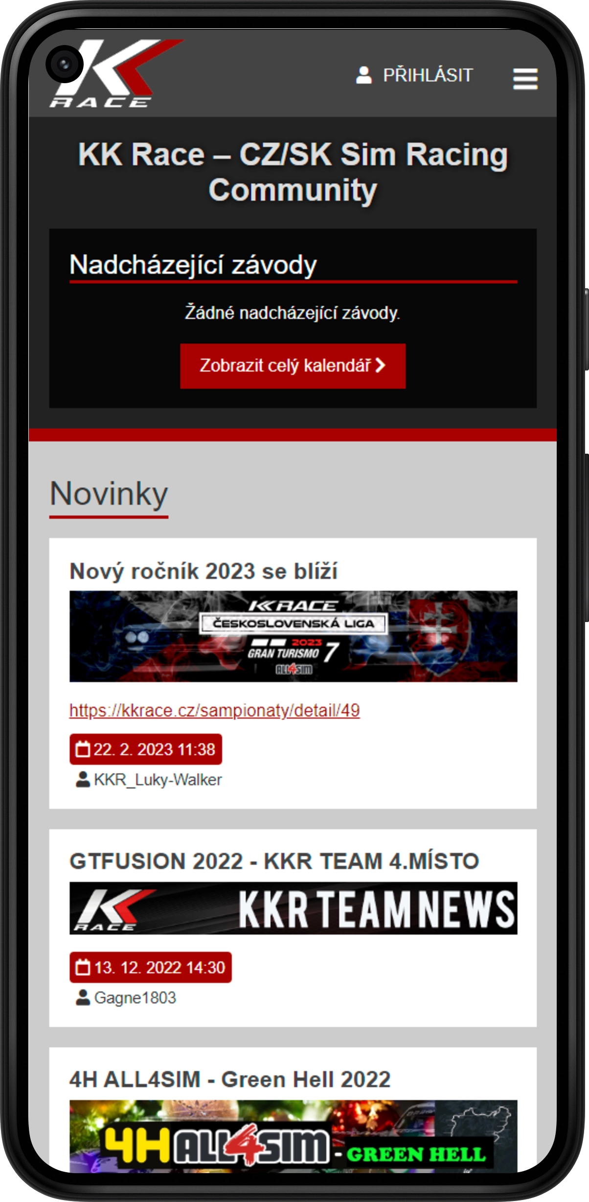 KKRace - mobilní verze KKRace - mobilní verze